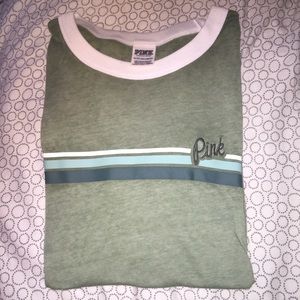 VS Pink | green ringer tee